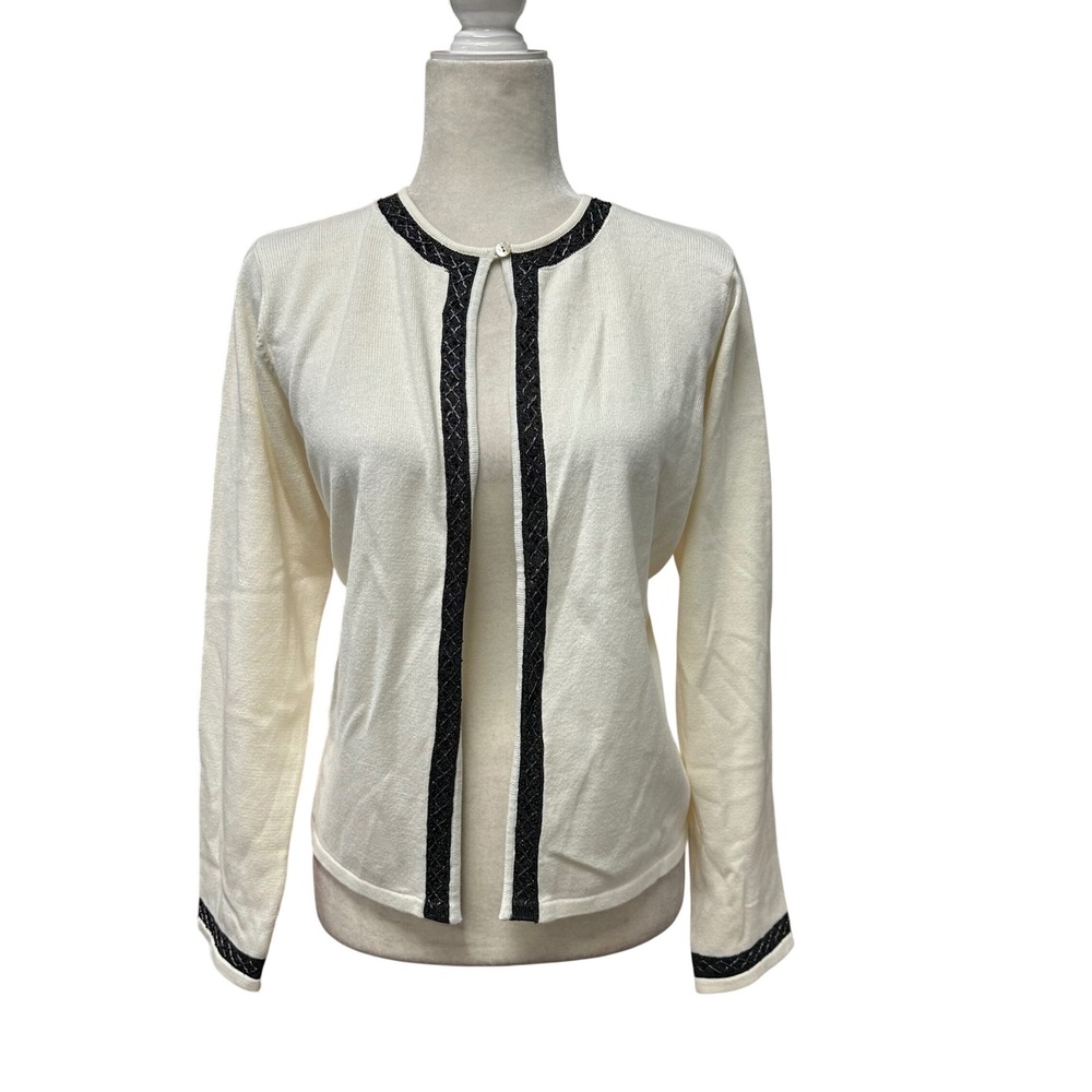 Vintage Y2K 90s Womens Tunic Cardigan Size L Minimalist Old Money Grannycore